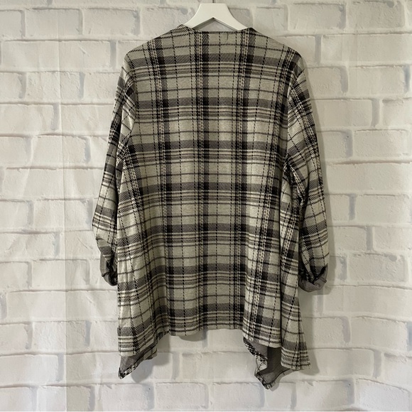 Torrid | Plaid Double Knit Drape Front Cardigan / Jacket - Picture 6 of 12